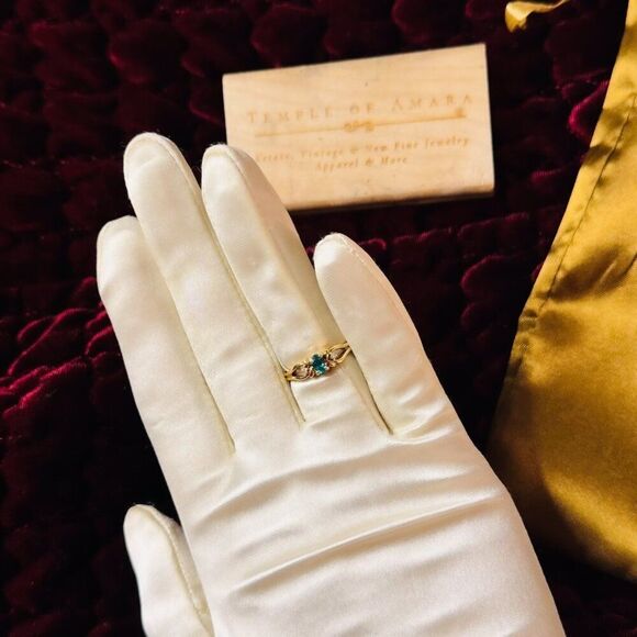 VINTAGE- 10K Gold - Natural Colombian Emerald Diamond Ring -sz 6 -Marquise -1.7g - Picture 14 of 16